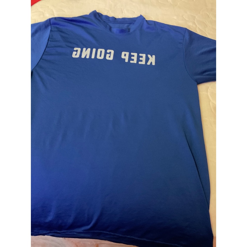 Keep Going Reverse Graphic Performance T-Shirt Royal Blue Short Sleeve Crew Neck